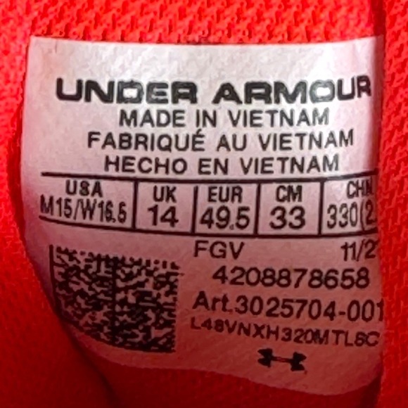 Under Armour HOVR Stormproof Hiking Boots Black Red Men's M15 W16.5 - Picture 6 of 11